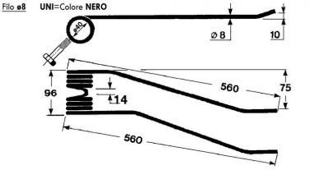 Immagine di DENTE/MOLLA Filo ø 8,0 - UNI
