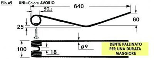 Immagine di DENTE/MOLLA Filo ø 9,0 - UNI