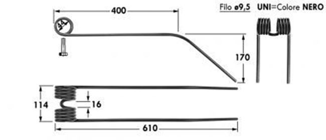 Immagine di DENTE/MOLLA Filo ø 9,5 - UNI