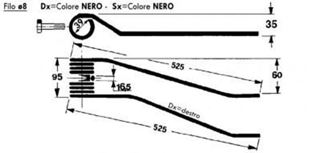 Immagine di DENTE/MOLLA Filo ø 8,0 - Sinistro