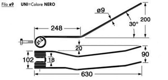 Immagine di DENTE/MOLLA Filo ø 9,0 - UNI