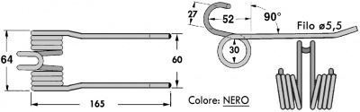 Immagine di DENTE/MOLLA H=165 - L=60/64 - Filo ø5,5 - Punte PIEGATE