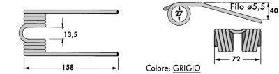 Immagine di DENTE/MOLLA H=158 - L=75 - Filo ø5,5 - Punte PIEGATE (Attacco Stretto mm. 13,5)