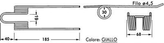 Immagine di DENTE/MOLLA H=185 - L=68 - Filo ø4,5 - Punte PIEGATE