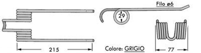 Immagine di DENTE/MOLLA H=215 - L= 77 - Filo ø6 - Punte PIEGATE