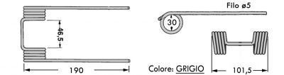 Immagine di DENTE/MOLLA H=190 - L=101,5 - Filo ø5 - Punte DIRITTE