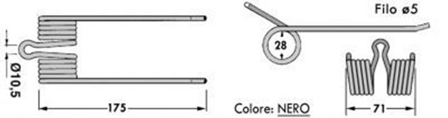 Immagine di DENTE/MOLLA H=175 - L=71 - Filo ø5 - Punte PIEGATE