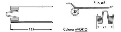 Immagine di DENTE/MOLLA H=185 - L=78 - Filo ø5 - Punte PIEGATE