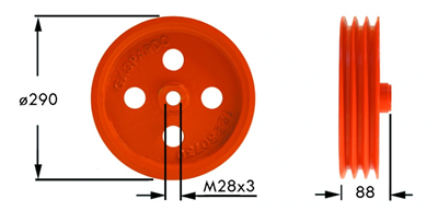 Immagine di Puleggia Motrice 3 Gole (Ø290)