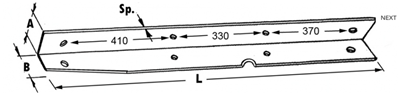 Immagine di GUIDA PISTONE ANGOLARE Inferiore 75 x 85 x 7 - L=1280 (4+4 Fori)