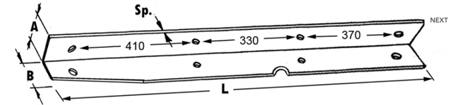 Immagine di GUIDA PISTONE ANGOLARE Inferiore 75 x 85 x 7 - L=1280 (4+4 Fori)