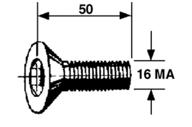 Immagine di VITE Testa Svasata 90° Cava Esagonale M16 x 50 - Passo 2 - R=10,9 (K=9 D=29,5)