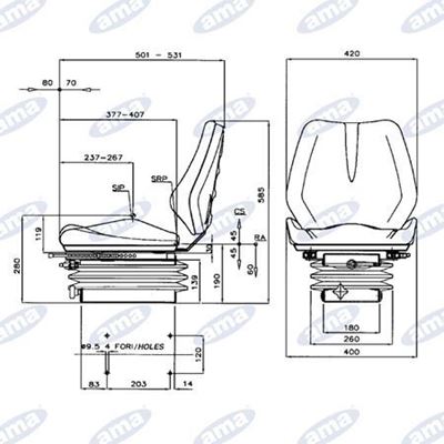 Immagine di Sedile Small molleggio meccanico in sky nero