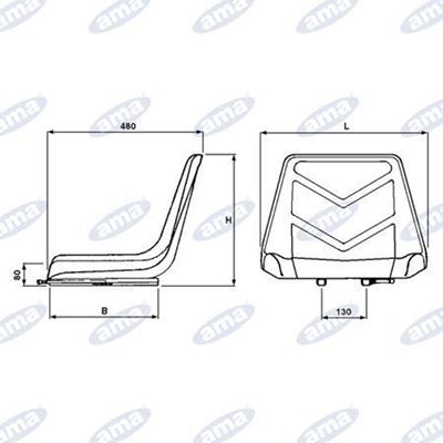 Immagine di Sedile serie Cinque per molleggio con guide larghezza 395 mm