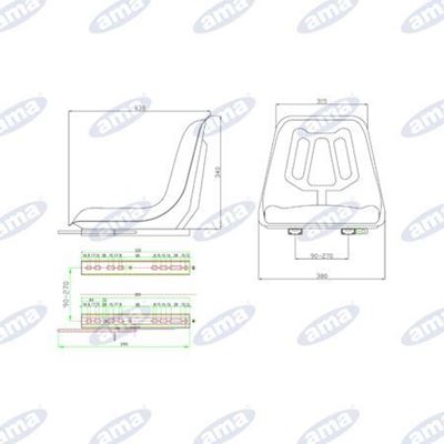 Immagine di Sedile con guide larghezza  380 in sky