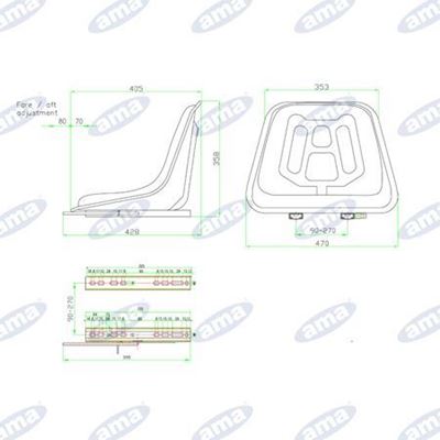 Immagine di Sedile con guide larghezza 470 in sky