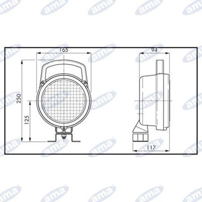 Immagine di Faro da lavoro alogeno  Ø 161mm con maniglia e interruttore - AMA