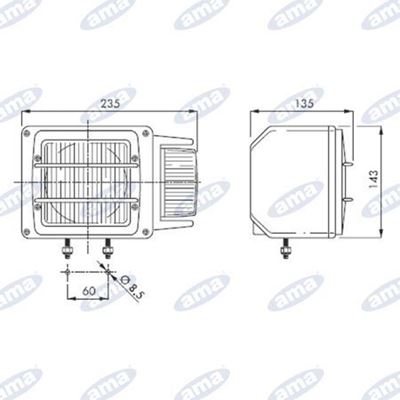 Immagine di Proiettore Destro  235X143mm con indicatore di direzione - AMA