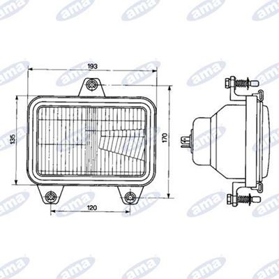 Immagine di Proiettore asimmetrico 3 attacchi 193x170mm - AMA