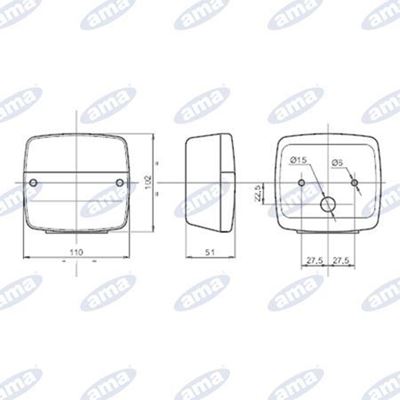 Immagine di Fanale direzione e posizione Dx e Sx  mm 108X103 - AMA