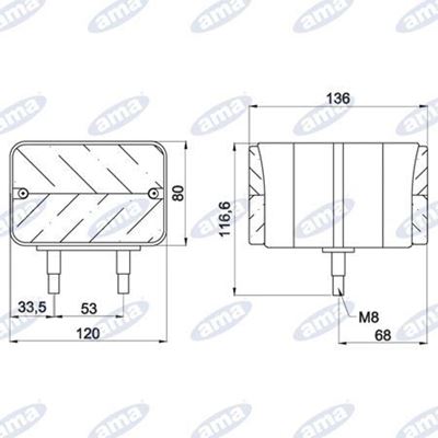 Immagine di Fanale combinato anteriore/posteriore di Dx e Sx 120X80mm - AMA