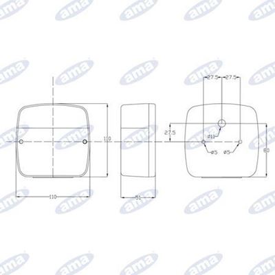 Immagine di Fanale posteriore  destro alogeno 110X110mm - AMA