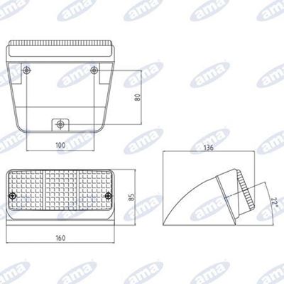 Immagine di Fanale alogeno posteriore Destro 162X70mm con base inclinata - AMA