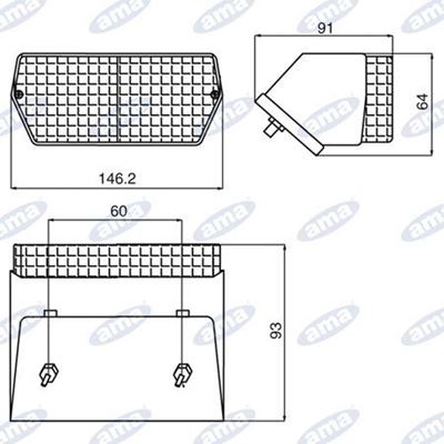 Immagine di Fanale posteriore alogeno  Destro 145X65mm - AMA