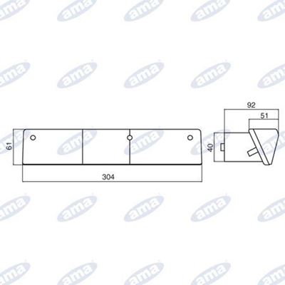 Immagine di Fanale posteriore alogeno Destro 305x62mm - AMA