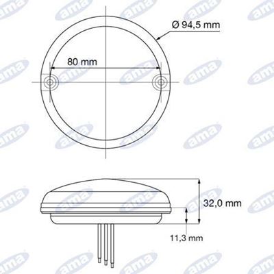 Immagine di Fanale di ingombro a Led con lente ambra Ø 95mm - AMA