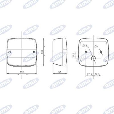 Immagine di Fanale sinistro alogeno posteriore 108X103mm - AMA