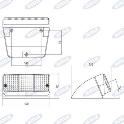 Immagine di Fanale alogeno posteriore Sinistro 162X70mm con base inclinata - AMA