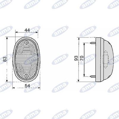 Immagine di Fanale laterale di direzione  54x83mm - AMA