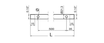 Immagine di Aste inox AISI 304 Ø1/2” per barre da diserbo L 1070mm con 3 fori asta