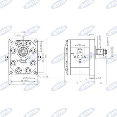 Immagine di Pompa ad ingranaggio Destra da 25 cc Gruppo 3 Standard C54X - AMA