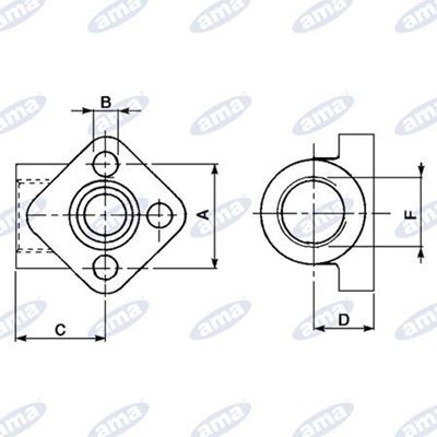 Immagine di Flangia a 3 fori 3/8" per pompe complete di "OR" viti e rondelle - AMA