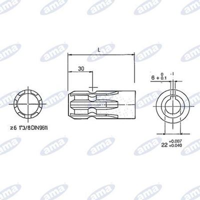 Immagine di Presa di forza 1"3/8 per pompa ad ingranaggi Lunghezza 75 mm - AMA