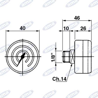 Immagine di Manometro per SPIN-ON 1-12 BAR Ø40 1/8 - AMA