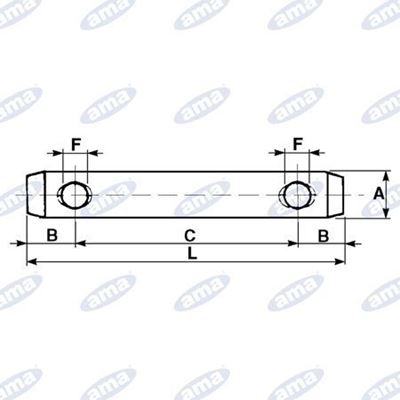 Immagine di Perno zincato per terzo punto Ø19 L=140 INT=96 con due fori Ø12 - AMA