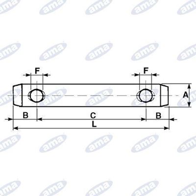 Immagine di Perno zincato per terzo punto Ø25 L=210 INT=166 con due fori Ø12 - AMA