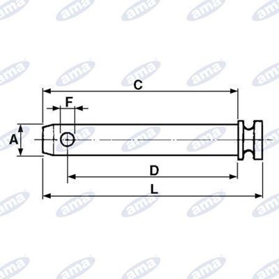 Immagine di Perno per terzo punto Ø 45 con battuta, lunghezza utile 130 mm- AMA