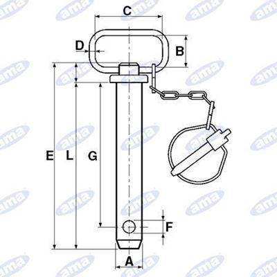 Immagine di Spina d'attacco  Ø28 e lunghezza 165 + coppiglia - AMA