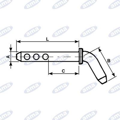 Immagine di Perno attacco attrezzi  Ø19 a tre fori - AMA