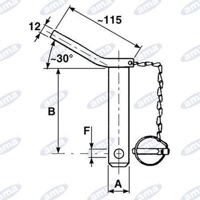 Immagine di Perno in acciaio con maniglia, spina e catena ø 28 x 175 mm - AMA