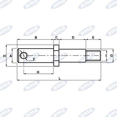 Immagine di Perno attacco attrezzi  Ø22-22 M20X1,5 - AMA