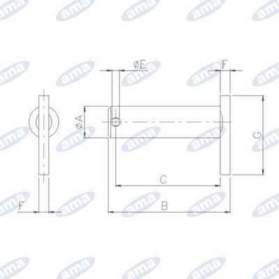 Immagine di Perno per forcelle Ø 18X91,5 con maniglia di bloccaggio - AMA