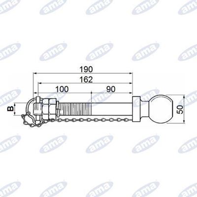 Immagine di Perno traino a sfera Ø22x190mm - AMA