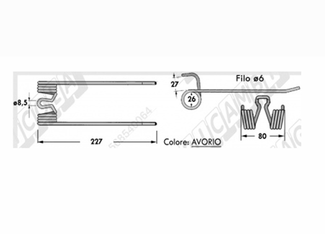 Immagine di DENTE-MOLLA H=227 - L=80 - Filo ø6 - Punte PIEGATE