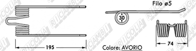 Immagine di DENTE-MOLLA H=195 - L=74 - Filo ø5 - Punte PIEGATE