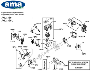 Immagine di Segmenti pistone per  33 CC AG-250/AG-250U - Cod. 13785